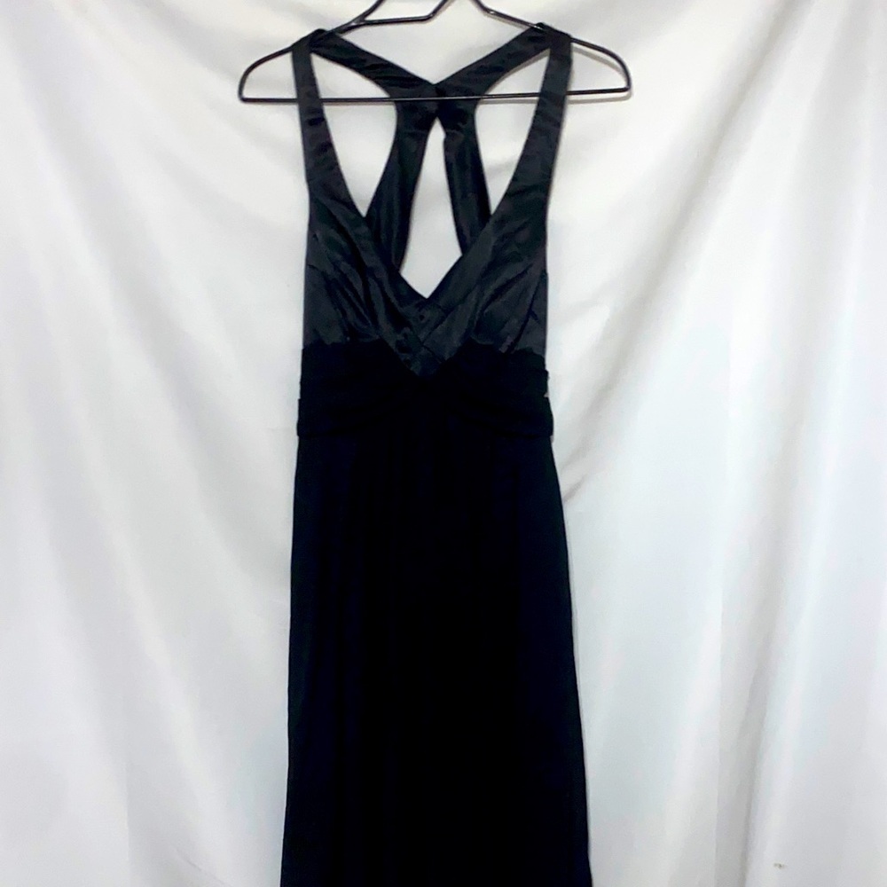 FREDRICKS OF HOLLYWOOD‎ WO SIZE 12 BLACK FLOWY HALTER STULE DRESS SEMI BACKLESS